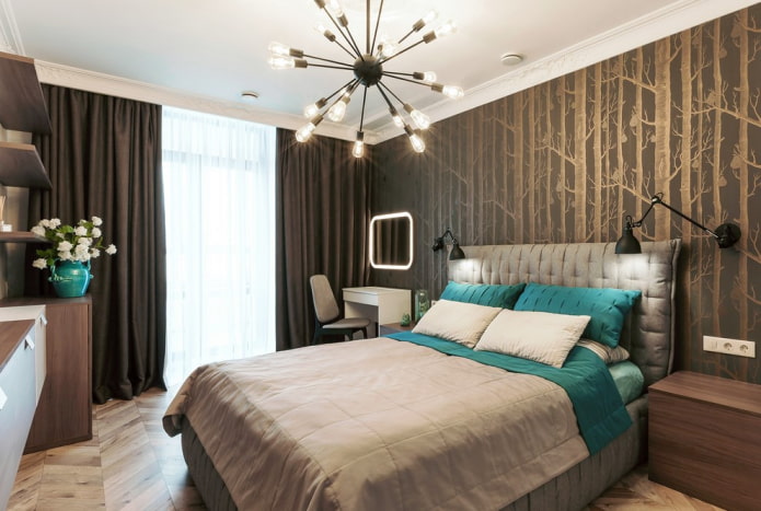 lampadario sul soffitto della camera da letto in stile moderno