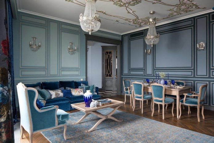lampadari sul soffitto nel design del soggiorno