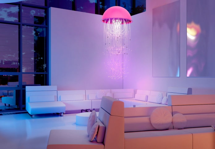 lampadari sul soffitto nel design del soggiorno