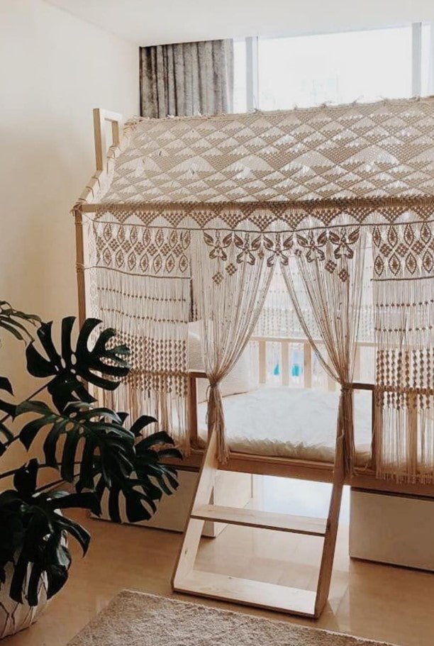 casetta per bambini in macramè