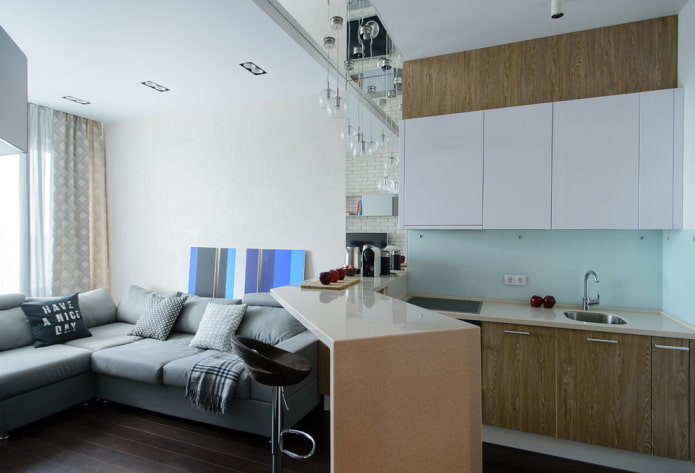 set all'interno di Una piccola cucina-soggiorno