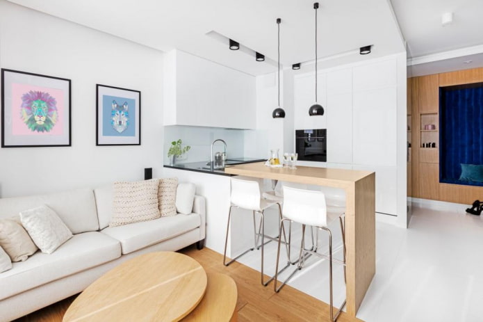 design di una piccola cucina-soggiorno