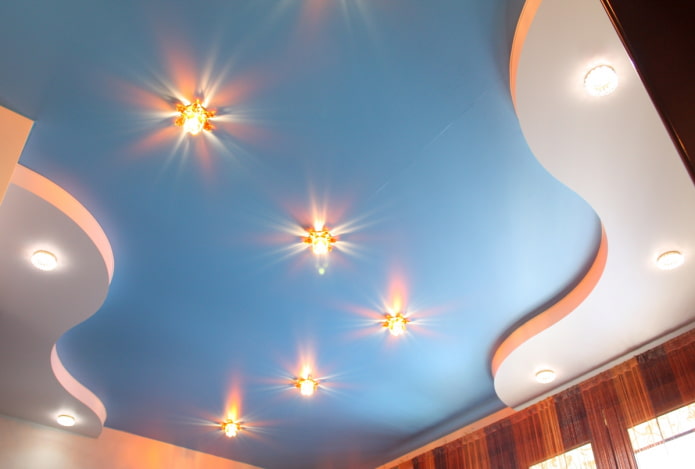 soffitto teso opaco di colore blu
