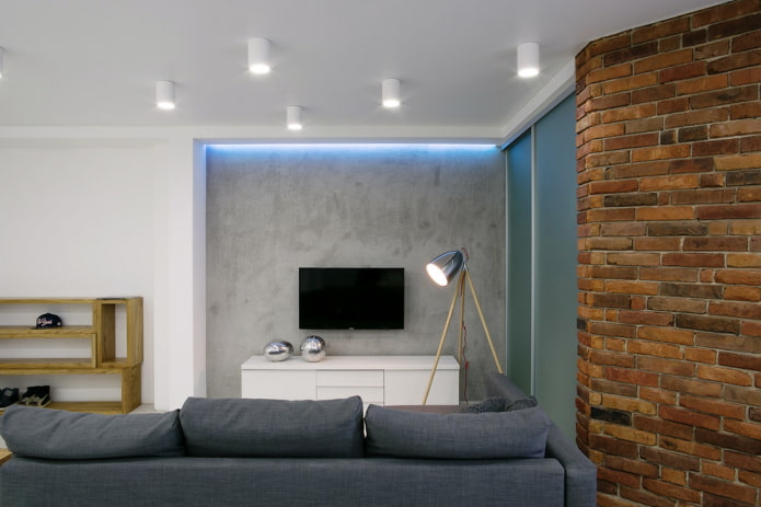 soffitto teso opaco con faretti