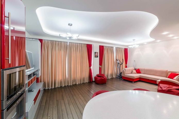soffitto teso nel soggiorno