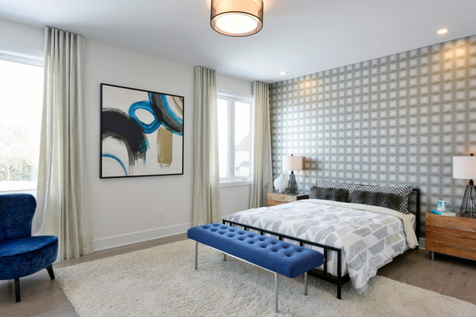 tela tesa nell'interno della camera da letto