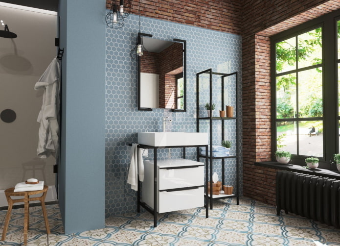 mensole metalliche in bagno