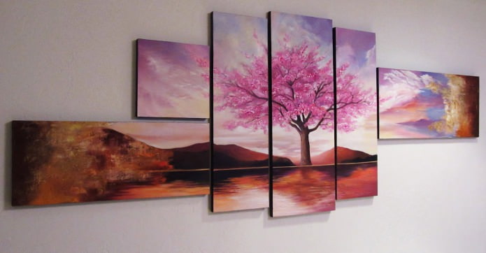 Quadro modulare moderno con l'immagine di un albero