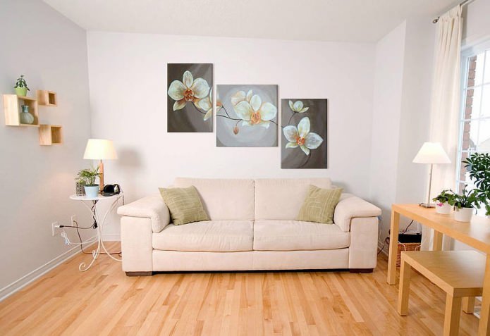 quadro modulare moderno nell'interno del soggiorno