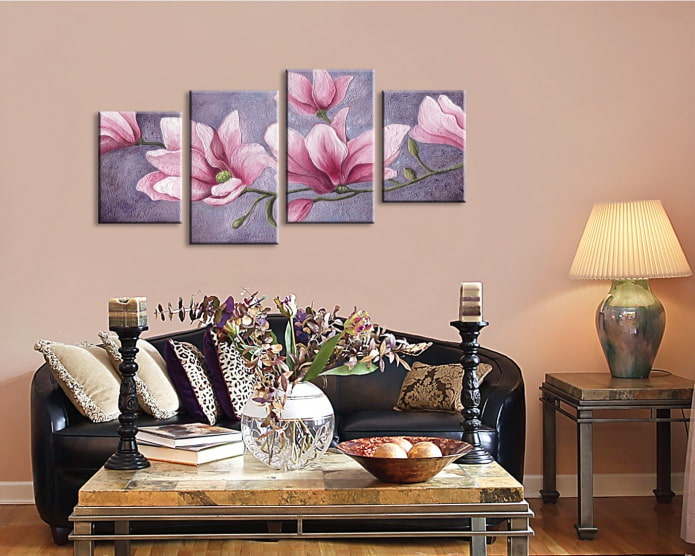 quadro modulare moderno nell'interno del soggiorno