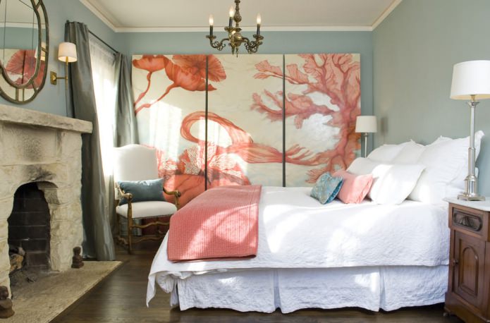 quadro modulare nel design della camera da letto