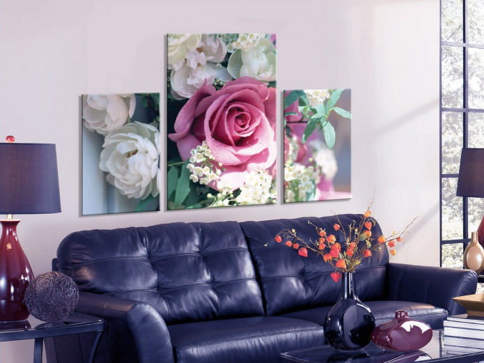 Modulare Quadro con rose nell'interno del soggiorno