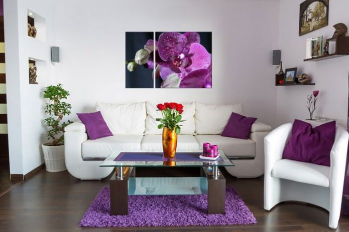 Quadro modulare moderno nell'interno del soggiorno
