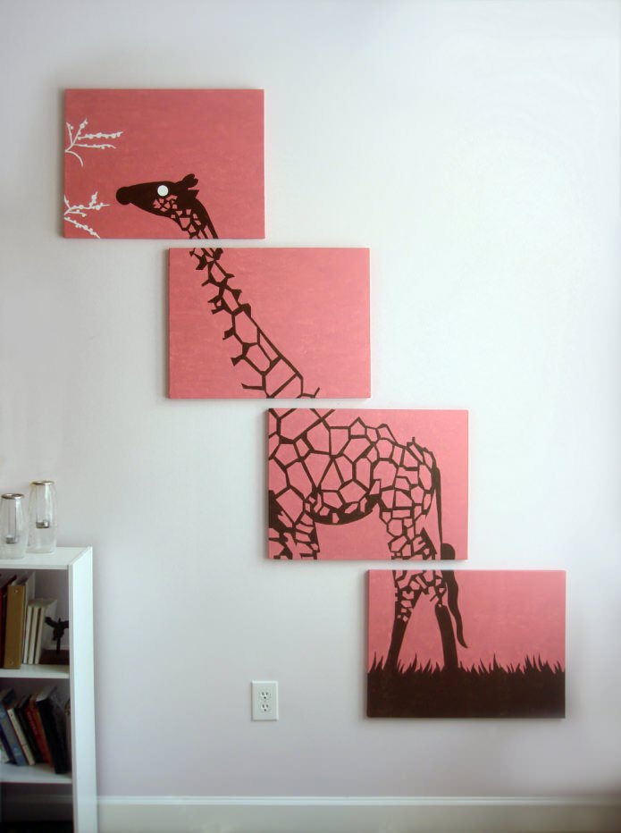 quadro modulare con l'immagine di una giraffa