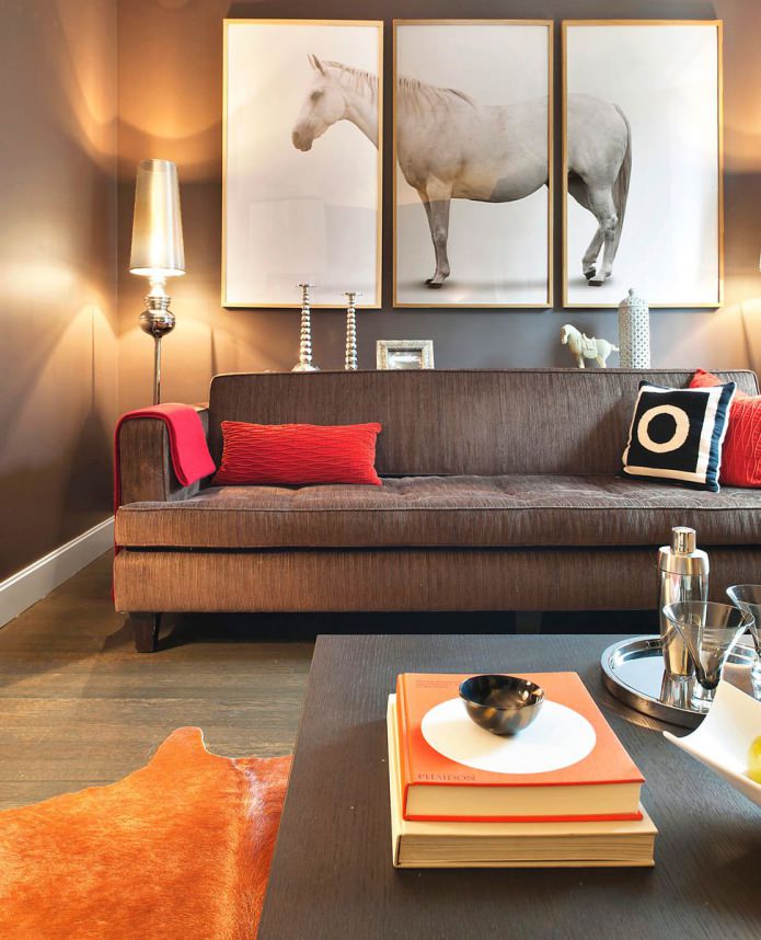 quadro modulare con l'immagine di un cavallo nel design del soggiorno