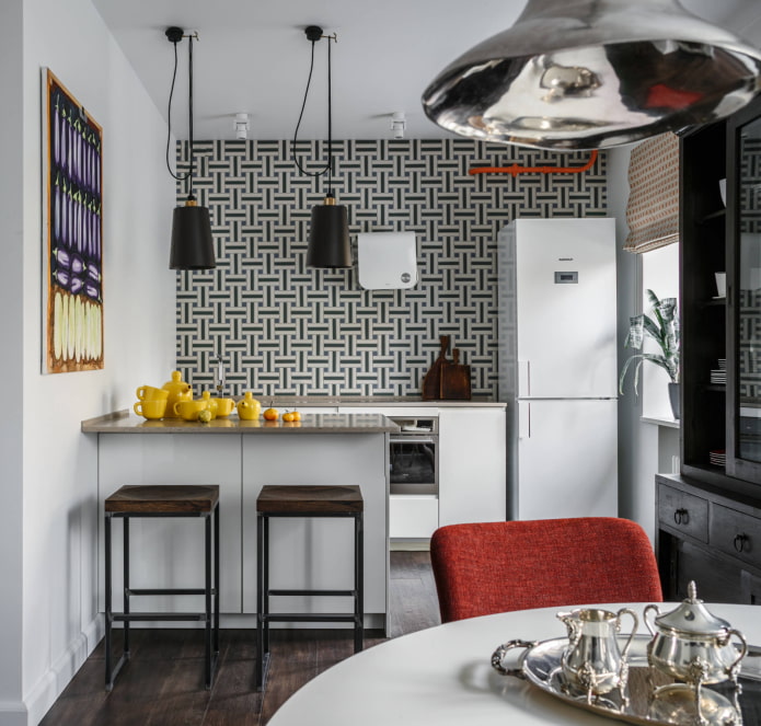 cucina lineare con penisola