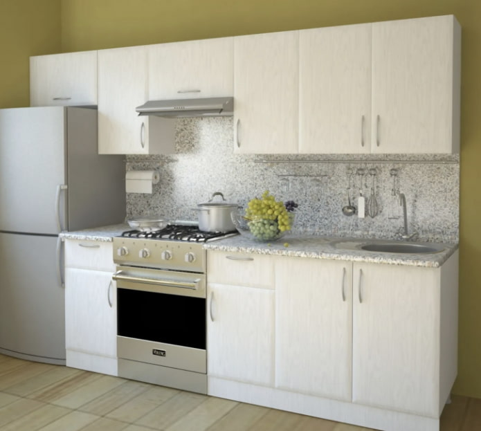 cucina modulare con facciate effetto legno