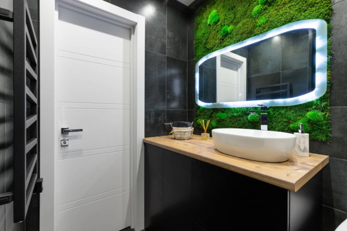 progettazione della zona con lavandino in bagno