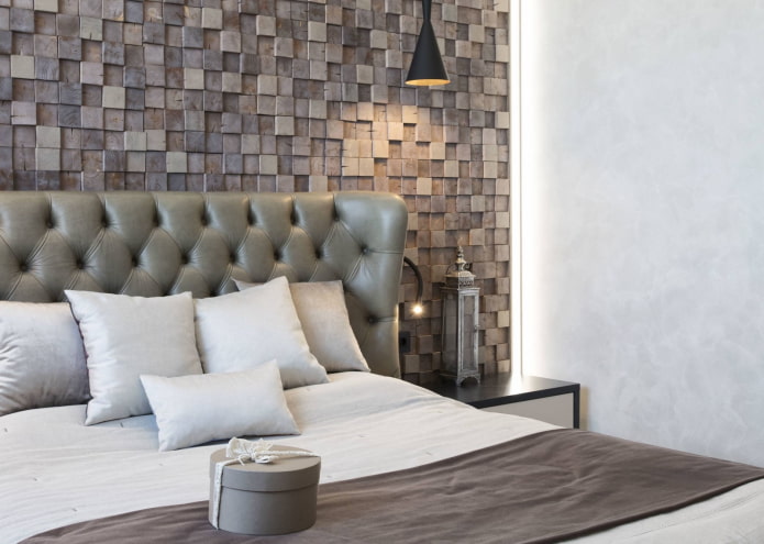 piastrelle a mosaico in legno nella camera da letto