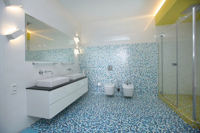 mosaico sul pavimento nell'interno del bagno