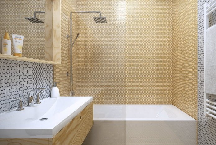 mosaico a nido d'ape nell'interno del bagno