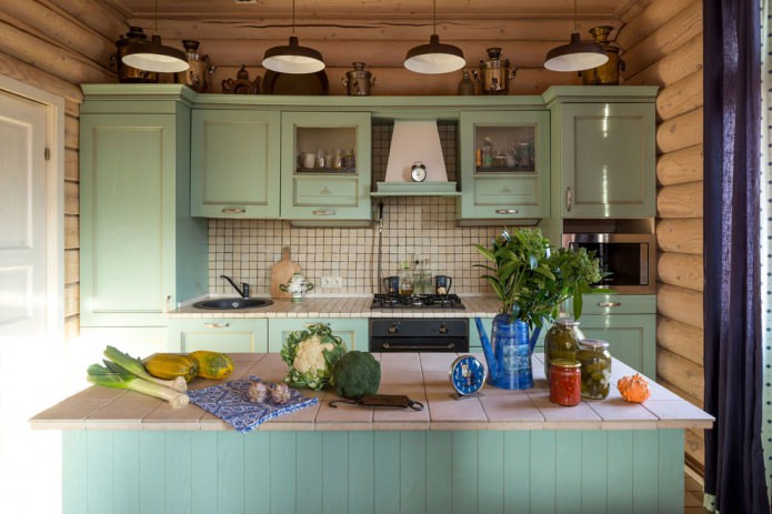 cucina menta in stile country