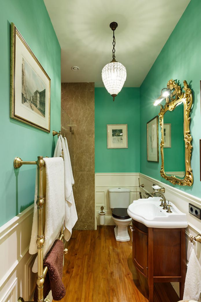 pareti color menta in bagno