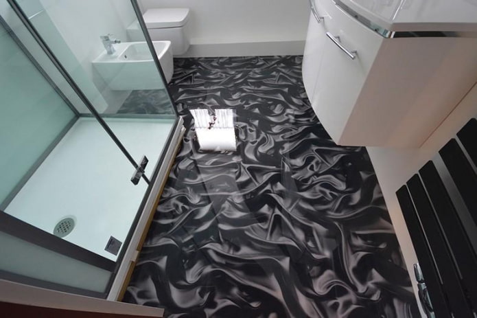 pavimento nero nel bagno
