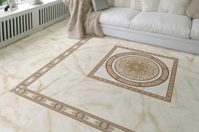 pannello di piastrelle sul pavimento nell'interno del soggiorno