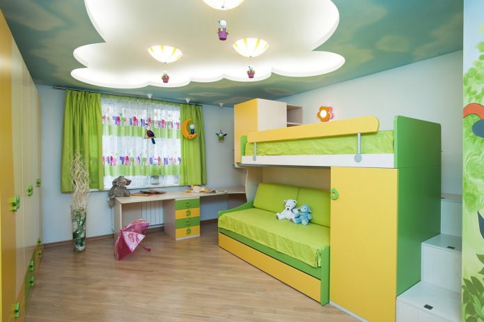 soffitto teso all'interno della cameretta di un bambino