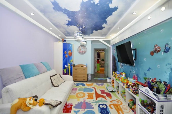 Soffitto teso nella cameretta di un bambino