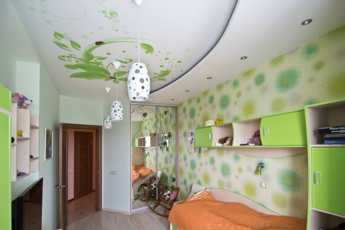 struttura del soffitto teso bianco e verde