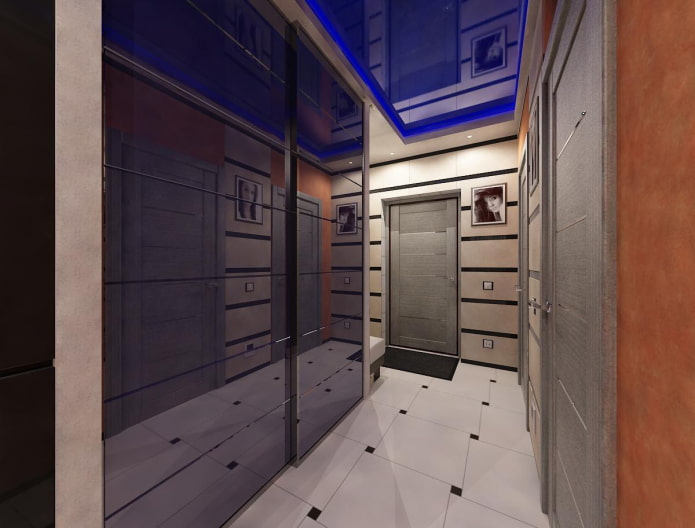 struttura del soffitto teso blu nel corridoio