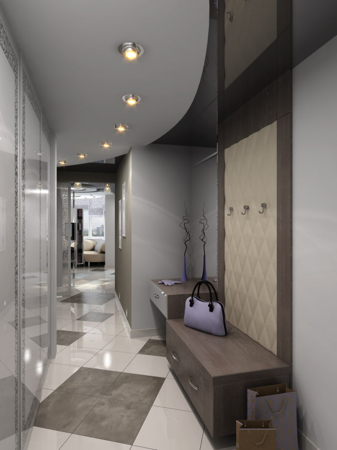 soffitto teso in un corridoio stretto