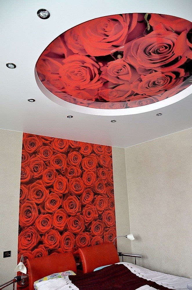 soffitto con rose in camera da letto