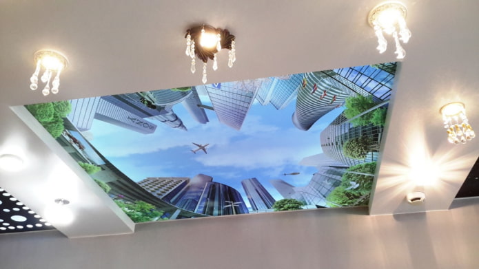 soffitto con panorama cittadino