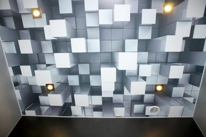 soffitto con un'immagine di cubi volumetrici