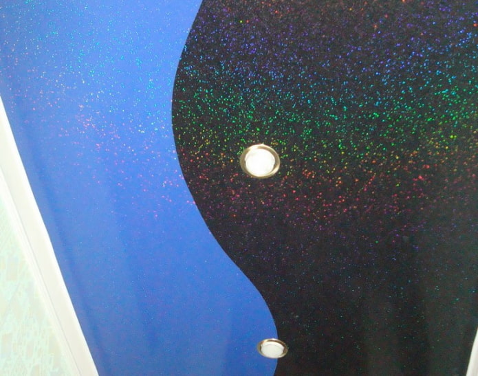 soffitto teso con glitter