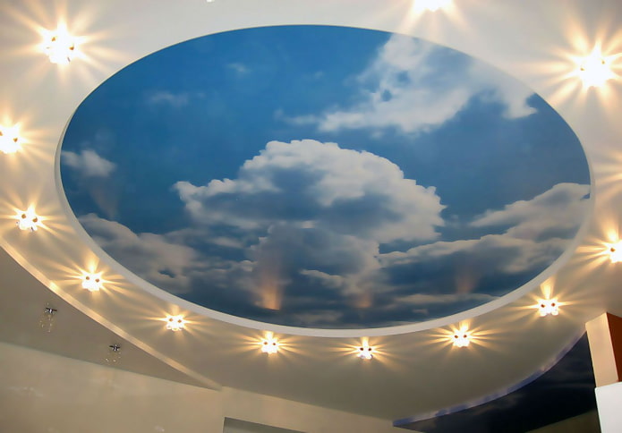 tela tesa con stampa fotografica a forma di cielo