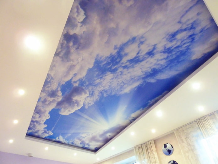 tela tesa con stampa fotografica a forma di cielo