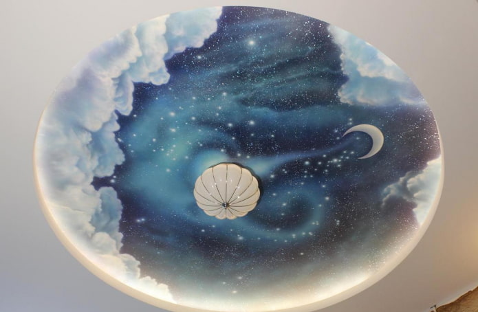 tela tesa con l'immagine del cielo stellato