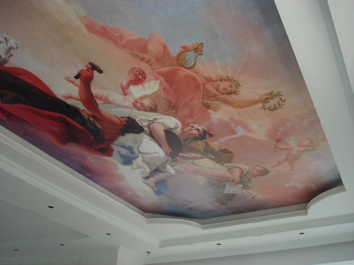 soffitto teso con stampa fotografica sotto forma di affresco