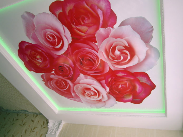 tessuto elasticizzato con stampa fotografica a forma di rosa
