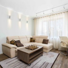 Soffitti tesi nel soggiorno: tipologie, design, illuminazione, 60 foto nell'interno-5