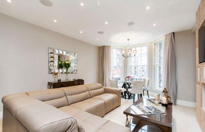 soffitto teso nel soggiorno