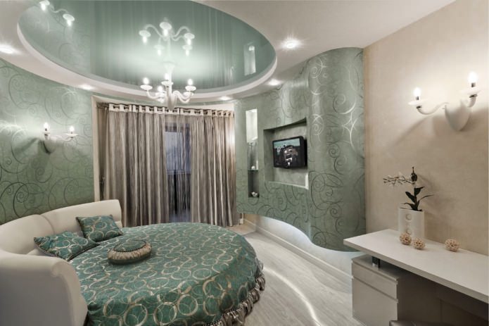 soffitto teso nell'interno della camera da letto