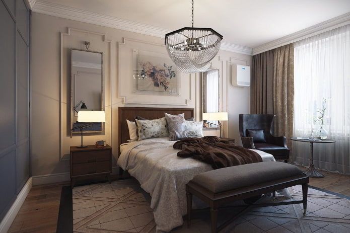 interno della camera da letto in stile neoclassico