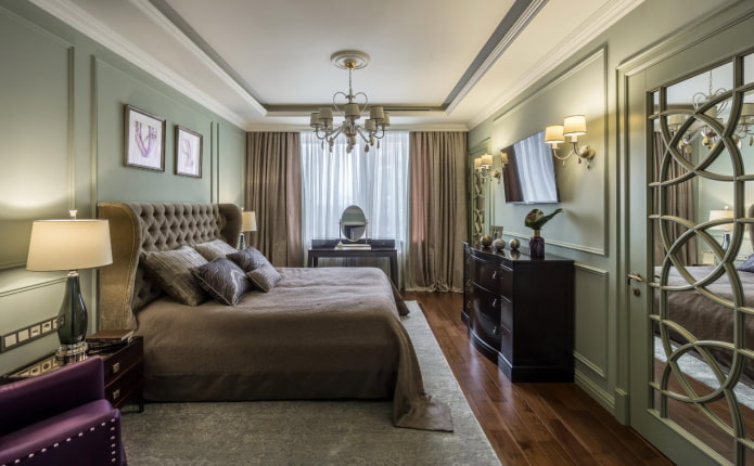 interno della camera da letto in stile neoclassico