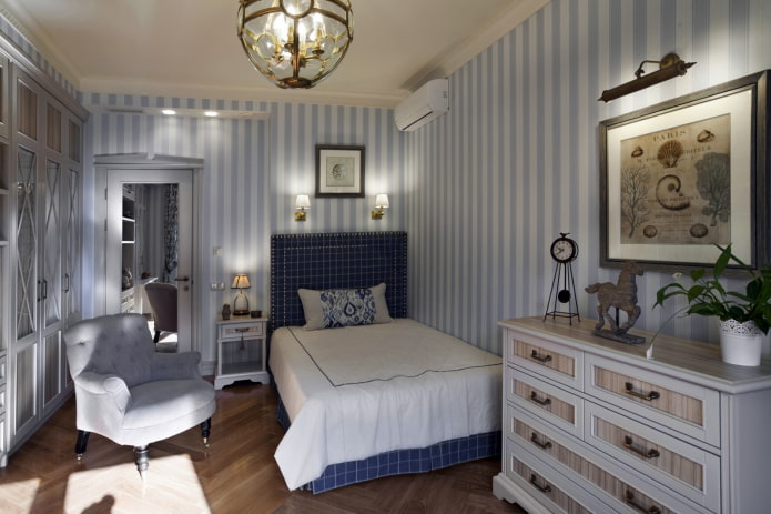 interno della cameretta per bambini in stile neoclassico