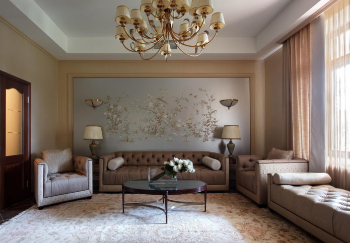 decorazione murale negli interni in stile neoclassico